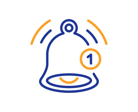 Reminder line icon. Notice bell sign. Notification new message symbol. Colorful thin line outline concept. Linear style reminder icon. Editable stroke. Vectorのイラスト素材