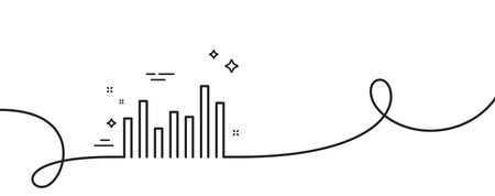 Column chart line icon. Continuous one line with curl. Financial graph sign. Stock exchange symbol. Business investment. Bar diagram single outline ribbon. Loop curve pattern. Vectorのイラスト素材