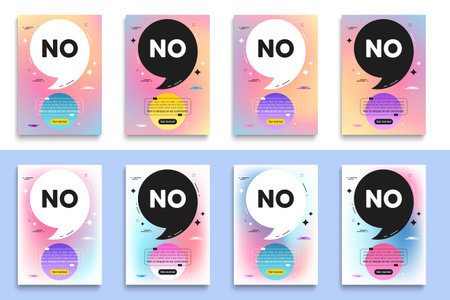 No tag. Poster frame with quote. Negative answer text. Vote refuse, decline or forbidden symbol. No flyer message with comma. Gradient blur background posters. Vectorのイラスト素材