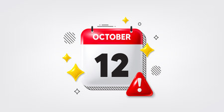 Calendar date of October 3d icon. 12th day of the month icon. Event schedule date. Meeting...