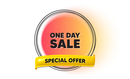 One day sale tag. Hand drawn round frame gradient banner. Special offer price sign. Advertising Discounts symbol. One day ribbon message. 3d quotation banner. Text balloon. Vectorのイラスト素材