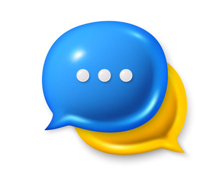 Chat speech bubble icons. Comment 3d icons. Talk, dialog message box with ellipsis. Modern realistic 3d design. Support speech bubbles, chat message box. Social media dialog banner. Vectorのイラスト素材