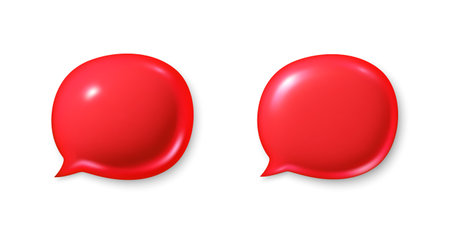Speech bubble icons. 3d chat comment icons set. Talk message box. Modern realistic 3d design. Support speech bubbles, chat message box. Social media dialog banner. Vector illustrationのイラスト素材