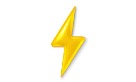 Lightning thunder, energy power bolt 3d icon. Realistic 3d electric design. Battery charge symbol. Lightning flash bolt, electric power and thunder yellow icon. Vector illustrationのイラスト素材