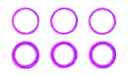 Hand drawn circle line sketch set. Circular scribble doodle round circles for message. Circle frame set. Geometric line circle design frame. Hand drawn line frame sketch set. Vector illustration.のイラスト素材