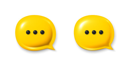 Speech bubble 3d icons. Chat comment icons set. Talk message box with ellipsis. Modern realistic 3d design. Support speech bubbles, chat message box. Social media dialog banner. Vectorのイラスト素材