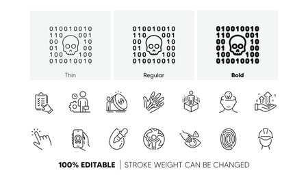 Award app, Checklist and Eye drops line icons. Pack of Inflation, Mental health, Binary code icon. Employee, Foreman, Global business pictogram. Veins, Fingerprint, Cursor. Line icons. Vectorのイラスト素材
