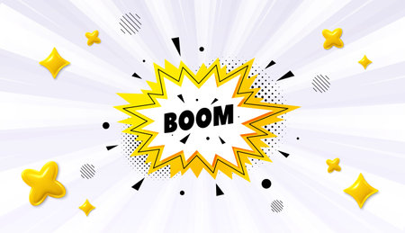 Offer sunburst ray banner. Boom sale sticker. Discount banner shape. Coupon bubble icon. Boom sale...
