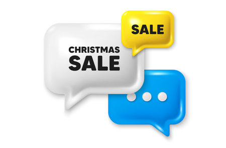 Christmas Sale tag. Offer speech bubble 3d icon. Special offer price sign. Advertising Discounts symbol. Christmas sale chat offer. Speech bubble sale banner. Discount balloon. Vectorのイラスト素材