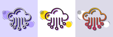 Cloud storage service line icon. Halftone dotted pattern. Gradient icon with grain shadow. Big data sign. Line cloud storage icon. Various designs. Vectorのイラスト素材