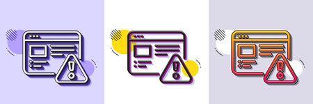 Internet warning line icon. Halftone dotted pattern. Gradient icon with grain shadow. Attention triangle sign. Caution alert symbol. Line internet warning icon. Various designs. Vectorのイラスト素材
