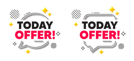 Today offer chat speech bubble. Social media concept. Today offer tag. Special sale price sign. Advertising discounts symbol. 3d flare stars chat bubble. Vectorのイラスト素材