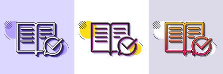 Approved documentation line icon. Halftone dotted pattern. Gradient icon with grain shadow. Accepted or confirmed sign. Instruction book. Line approved documentation icon. Various designs. Vectorのイラスト素材