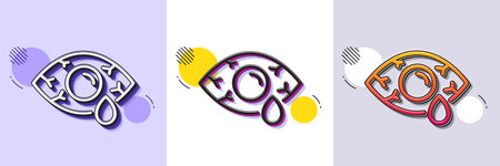 Conjunctivitis eye line icon. Halftone dotted pattern. Gradient icon with grain shadow. Oculist clinic sign. Optometry vision symbol. Line conjunctivitis eye icon. Various designs. Vectorのイラスト素材