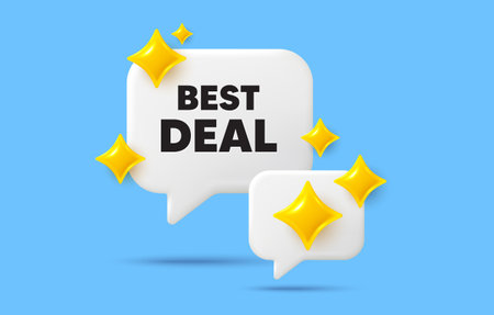 Best deal chat speech bubble. Social media concept. Best deal tag. Special offer Sale sign. Advertising Discounts symbol. 3d sparkles chat bubble. Vectorのイラスト素材
