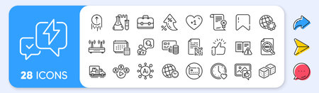 Wifi, Dice and Inspect line icons. Interest rate, AI generate, Inflation icons. Pack of Seo file, No card, Time zone icon. Truck transport, Reject certificate, Portfolio pictogram. Vectorのイラスト素材