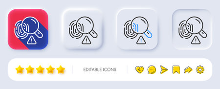 Fingerprint line icon. Neumorphic, Flat shadow, 3d buttons. Finger print scan sign. Biometric identity symbol. Line fingerprint icon. Social media icons. Vectorのイラスト素材