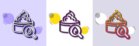 Moisturizing face cream line icon. Halftone dotted pattern. Gradient icon with grain shadow. Skin care sign. Cosmetic lotion symbol. Line moisturizing cream icon. Various designs. Vectorのイラスト素材