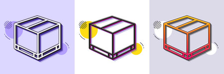 Parcel box line icon. Halftone dotted pattern. Gradient icon with grain shadow. Logistics delivery sign. Package tracking symbol. Line delivery box icon. Various designs. Vectorのイラスト素材