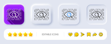 Artificial intelligence line icon. Neumorphic, Flat shadow, 3d buttons. Search ai sign. Magnify glass eye. Line artificial intelligence icon. Social media icons. Vectorのイラスト素材