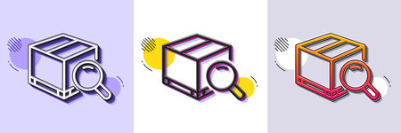 Search package line icon. Halftone dotted pattern. Gradient icon with grain shadow. Delivery box sign. Parcel tracking symbol. Line search package icon. Various designs. Vectorのイラスト素材