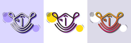 Medical mask line icon. Halftone dotted pattern. Gradient icon with grain shadow. Safety breathing respiratory mask sign. Coronavirus face protection symbol. Line medical mask icon. Vectorのイラスト素材