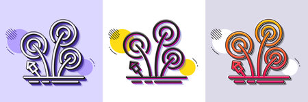 Fireworks line icon. Halftone dotted pattern. Gradient icon with grain shadow. Pyrotechnic salute sign. Carnival celebration lights symbol. Line fireworks icon. Various designs. Vectorのイラスト素材