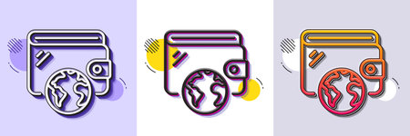 Wallet line icon. Halftone dotted pattern. Gradient icon with grain shadow. Online money purse sign. Cash budget symbol. Line wallet icon. Various designs. Vectorのイラスト素材