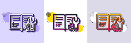 Engineering documentation line icon. Halftone dotted pattern. Gradient icon with grain shadow. Technical instruction sign. Line engineering documentation icon. Various designs. Vectorのイラスト素材