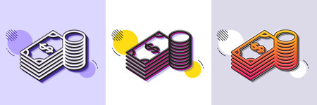 Cash money line icon. Halftone dotted pattern. Gradient icon with grain shadow. Banking currency sign. Dollar or USD symbol. Line savings icon. Various designs. Vectorのイラスト素材