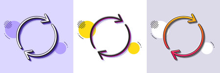 Refresh line icon. Halftone dotted pattern. Gradient icon with grain shadow. Rotation arrow sign....