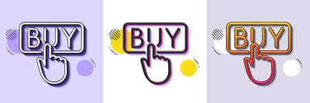 Click to Buy line icon. Halftone dotted pattern. Gradient icon with grain shadow. Online Shopping...