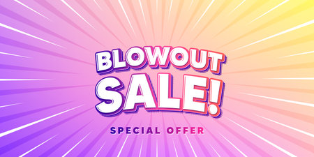 Blowout sale sun rays gradient banner. Light burst background. Blowout sale tag. Special offer price sign. Advertising discounts symbol. Gradient sun rays. Sunburst light. Vectorのイラスト素材