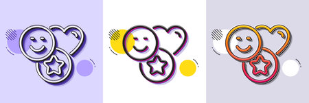 Social media likes line icon. Halftone dotted pattern. Gradient icon with grain shadow. Heart, star...