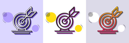 Target goal line icon. Halftone dotted pattern. Gradient icon with grain shadow. Success arrow sign. Business aim symbol. Line target goal icon. Various designs. Vectorのイラスト素材