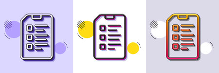 Checklist Document line icon. Halftone dotted pattern. Gradient icon with grain shadow. Information File sign. Paper page concept symbol. Line checklist icon. Various designs. Vectorのイラスト素材