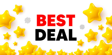 Best deal winner banner with 3d stars. Golden stars banner. Best deal tag. Special offer Sale sign. Advertising Discounts symbol. Review rate background. Vectorのイラスト素材