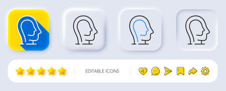 Psychology therapy line icon. Neumorphic, Flat shadow, 3d buttons. Mental health sign. Brain care symbol. Line psychology icon. Social media icons. Vectorのイラスト素材