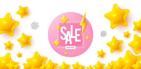 Sale banner winner banner with 3d stars. Golden stars banner. Sale banner with 3d stars. Discount offer label. Coupon badge icon. Review rate background. Vectorのイラスト素材