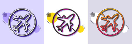 Airplane mode line icon. Halftone dotted pattern. Gradient icon with grain shadow. Cancel flight sign. Turn off mobile in plane symbol. Line airplane mode icon. Various designs. Vectorのイラスト素材