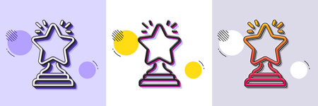Rank star line icon. Halftone dotted pattern. Gradient icon with grain shadow. Success reward symbol. Best result sign. Winner cup. Line winner icon. Various designs. Vectorのイラスト素材