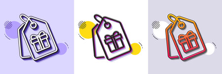 Coupons with Gifts line icon. Halftone dotted pattern. Gradient icon with grain shadow. Present box or Sale sign. Birthday Shopping symbol. Package in Gift Wrap. Line coupons icon. Vectorのイラスト素材