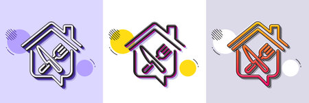 Food delivery line icon. Halftone dotted pattern. Gradient icon with grain shadow. Meal order at...