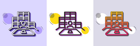 Inventory line icon. Halftone dotted pattern. Gradient icon with grain shadow. Warehouse manager sign. Wholesale boxes symbol. Line inventory icon. Various designs. Vectorのイラスト素材