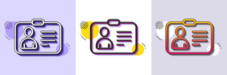 ID card line icon. Halftone dotted pattern. Gradient icon with grain shadow. User Profile sign. Person silhouette symbol. Identification plastic card. Line iD card icon. Various designs. Vectorのイラスト素材