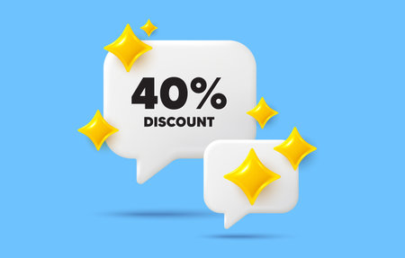 Discount chat speech bubble. Social media concept. 40 percent discount tag. Sale offer price sign....