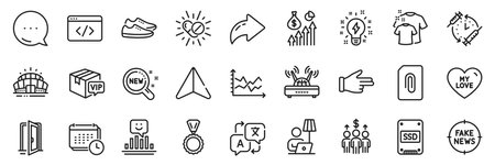 Inspiration, Shoes and Calendar line icons pack. Share, Message, Paper plane icons. Ssd, Arena stadium, Floor lamp web icon. Attachment, Vip parcel, My love pictogram. Vectorのイラスト素材