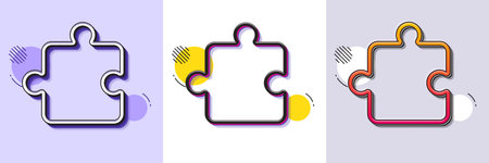 Puzzle piece line icon. Halftone dotted pattern. Gradient icon with grain shadow. Jigsaw game shape sign. Business strategy element. Line puzzle icon. Various designs. Vectorのイラスト素材