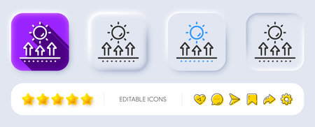Sun protection line icon. Neumorphic, Flat shadow, 3d buttons. Uv protect sign. Sunscreen effect...