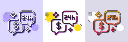 Consulting line icon. Halftone dotted pattern. Gradient icon with grain shadow. Bank support sign. Finance service symbol. Line consulting icon. Various designs. Vectorのイラスト素材